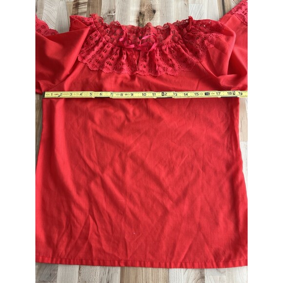 Women's Vintage Blouse & Circle Skirt Set & Belt, Red Lace Mixed Prints Size M - Picture 6 of 16